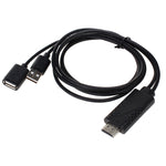 كابل محول USB ذكر + USB 2.0 أنثى إلى HDMI للهاتف إلى HDTV