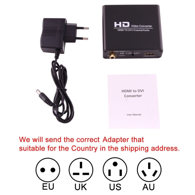 محول فيديو NEWKENG X5 من HDMI إلى DVI مع صوت ومخرج 3.5 مم محوري، قابس أوروبي، X5 HDMI إلى DVI مع صوت
