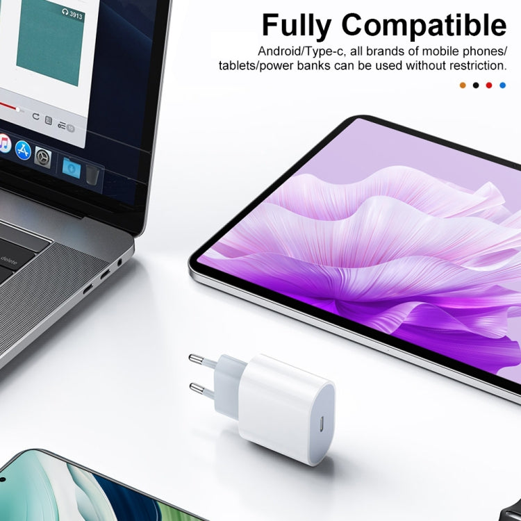 شاحن سفر HAWEEL PD 20W بمنفذ USB-C / Type-C واحد، يدعم بروتوكول QC الكامل، قابس EU، شاحن QC قابس EU