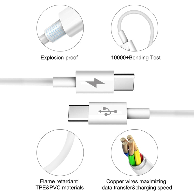 كابل بيانات شحن سريع HAWEEL 25 واط 3 أمبير Type-C / USB-C إلى Type-C / USB-C، الطول: 2 متر، Type-C إلى Type-C 2 متر