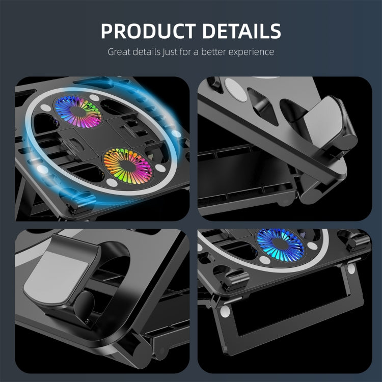 مبرد لابتوب للألعاب بإضاءة RGB وحامل مكتب