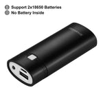 صندوق شل لبنك طاقة DIY مع بطاريتين 18650 (غير مشمولتين) بسعة 5600 مللي أمبير مع مخرج USB ومؤشر، DIY بطاريتين (أسود)، DIY بطاريتين (أبيض)