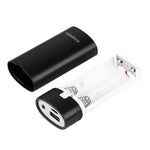 صندوق شل لبنك طاقة DIY مع بطاريتين 18650 (غير مشمولتين) بسعة 5600 مللي أمبير مع مخرج USB ومؤشر، DIY بطاريتين (أسود)، DIY بطاريتين (أبيض)