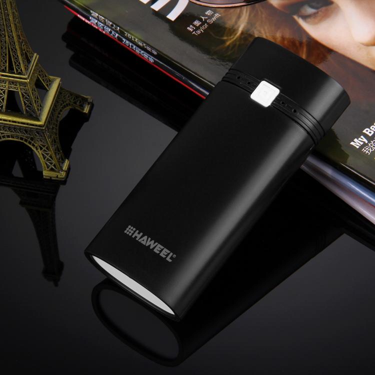 صندوق شل لبنك طاقة DIY مع بطاريتين 18650 (غير مشمولتين) بسعة 5600 مللي أمبير مع مخرج USB ومؤشر، DIY بطاريتين (أسود)، DIY بطاريتين (أبيض)