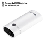 صندوق شل لبنك طاقة DIY مع بطاريتين 18650 (غير مشمولتين) بسعة 5600 مللي أمبير مع مخرج USB ومؤشر، DIY بطاريتين (أسود)، DIY بطاريتين (أبيض)