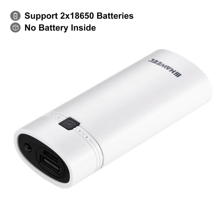 صندوق شل لبنك طاقة DIY مع بطاريتين 18650 (غير مشمولتين) بسعة 5600 مللي أمبير مع مخرج USB ومؤشر، DIY بطاريتين (أسود)، DIY بطاريتين (أبيض)
