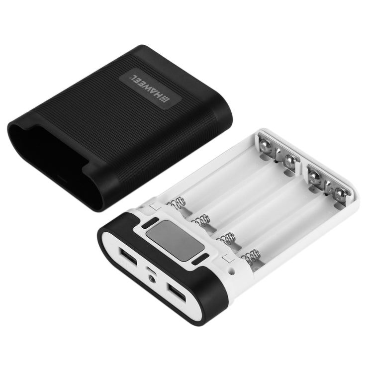HAWEEL DIY 4 x 18650 Battery (Not Included) 10000mAh Power Bank Shell Box with 2 x USB Output & Display for iPhone, Galaxy, Sony, HTC, Google, Huawei, Xiaomi, Lenovo and other Smartphones, DIY 4x 18650 Batteries 10000mAh