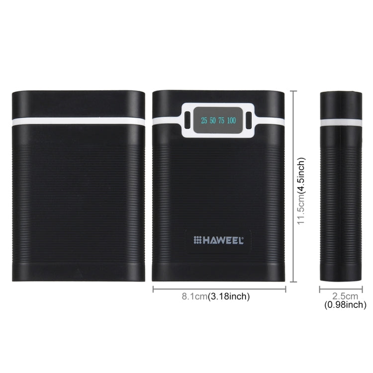 HAWEEL DIY 4 x 18650 Battery (Not Included) 10000mAh Power Bank Shell Box with 2 x USB Output & Display for iPhone, Galaxy, Sony, HTC, Google, Huawei, Xiaomi, Lenovo and other Smartphones, DIY 4x 18650 Batteries 10000mAh