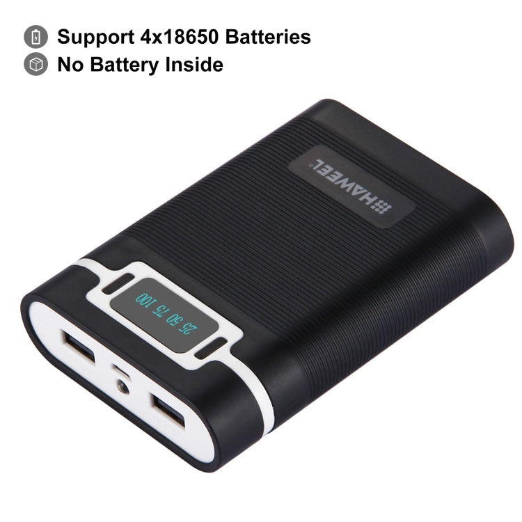 HAWEEL DIY 4 x 18650 Battery (Not Included) 10000mAh Power Bank Shell Box with 2 x USB Output & Display for iPhone, Galaxy, Sony, HTC, Google, Huawei, Xiaomi, Lenovo and other Smartphones, DIY 4x 18650 Batteries 10000mAh