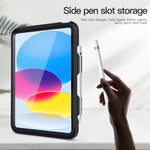 غطاء لوحي مقاوم للصدمات يغطي الجسم بالكامل 360 مع قبضة وحامل وفتحة قلم لجهاز iPad الجيل العاشر 10.9 2022