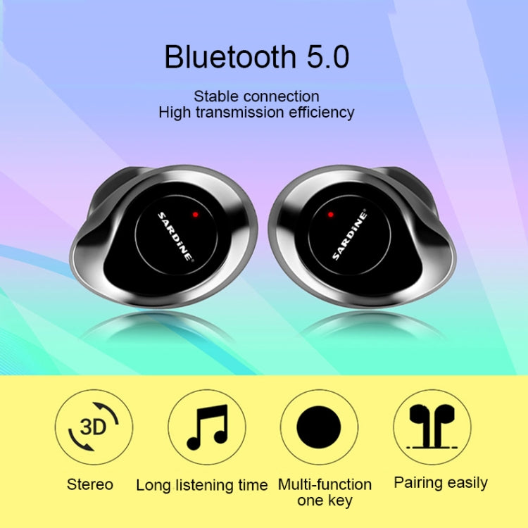 سماعات أذن ستيريو لاسلكية SARDiNE F8 TWS بتقنية Bluetooth V5.0 مع صندوق شحن