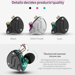 سماعة أذن KZ ZSN Circle Iron رباعية النواة مع تحكم سلكي، باس ميغا HiFi داخل الأذن مع ميكروفون
