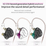 سماعة أذن KZ ZSN Circle Iron رباعية النواة مع تحكم سلكي، باس ميغا HiFi داخل الأذن بدون ميكروفون