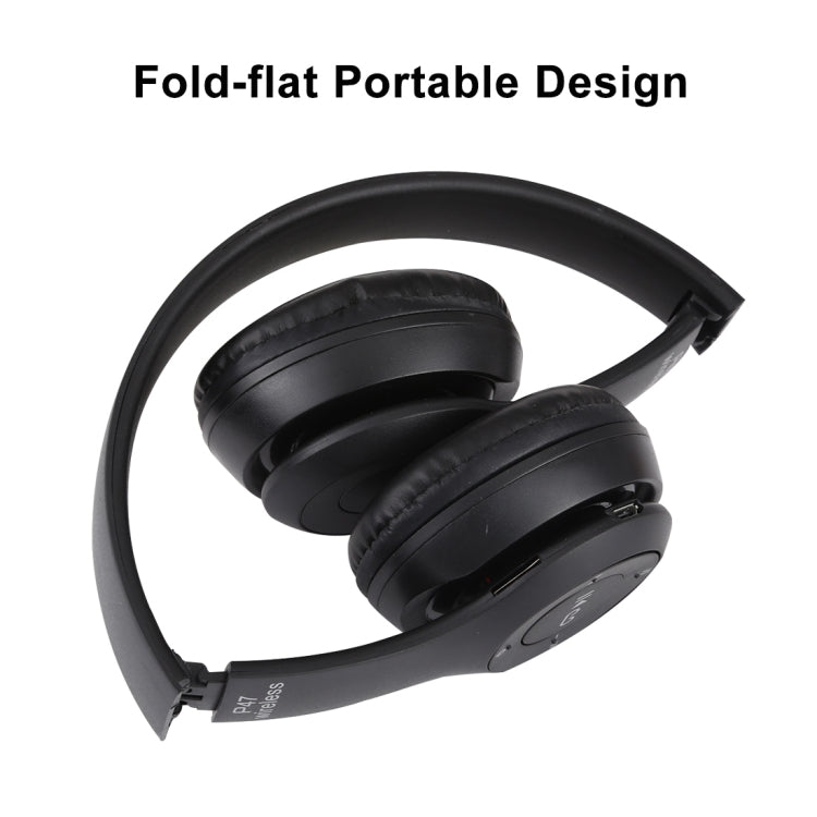 سماعة رأس بلوتوث لاسلكية قابلة للطي P47 مع منفذ صوت 3.5 مم، تدعم MP3 / المكالمات، P47 أسود، P47 أزرق، P47 أحمر، P47 أبيض، P47 أخضر