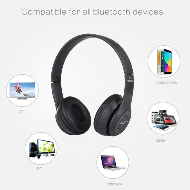 سماعة رأس بلوتوث لاسلكية قابلة للطي P47 مع منفذ صوت 3.5 مم، تدعم MP3 / المكالمات، P47 أسود، P47 أزرق، P47 أحمر، P47 أبيض، P47 أخضر