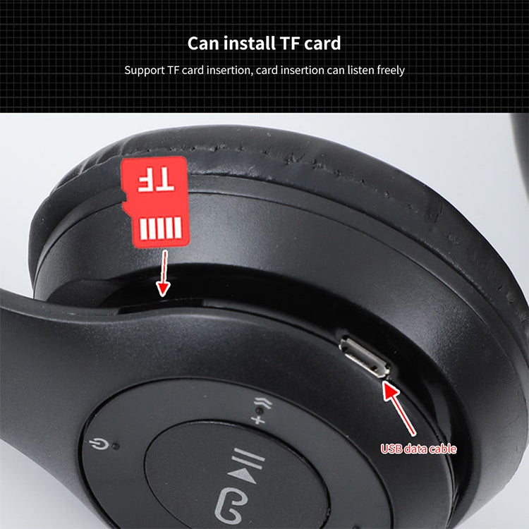 سماعة رأس بلوتوث لاسلكية قابلة للطي P47 مع منفذ صوت 3.5 مم، تدعم MP3 / المكالمات، P47 أسود، P47 أزرق، P47 أحمر، P47 أبيض، P47 أخضر