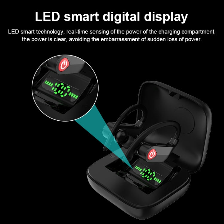 سماعة أذن رياضية بلوتوث لاسلكية Q83 مع صندوق شحن، تدعم عرض طاقة LED بثلاث شاشات وبنك طاقة، Q83