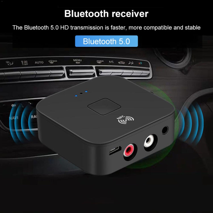 مستقبل بلوتوث B11 5.0 مع AUX وNFC إلى محول صوت 2 × RCA، B11