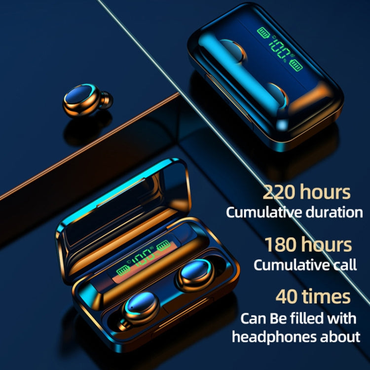 سماعة أذن Bluetooth مع ضوء LED وشاشة رقمية وتقليل الضوضاء مع حزام يد، F9-5C ضوء LED مع حزام باللون الأسود، F9-5C ضوء LED مع حزام باللون الأبيض