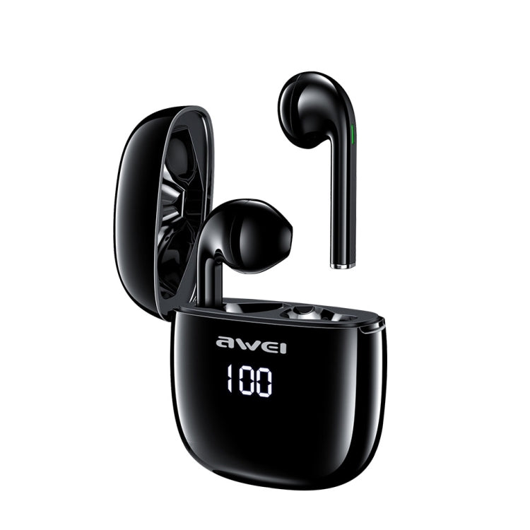 سماعة رأس رياضية بلوتوث TWS حقيقية مع عرض LED وحافظة شحن awei T28P Bluetooth V5.0