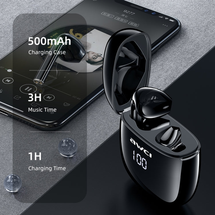 سماعة رأس رياضية بلوتوث TWS حقيقية مع عرض LED وحافظة شحن awei T28P Bluetooth V5.0