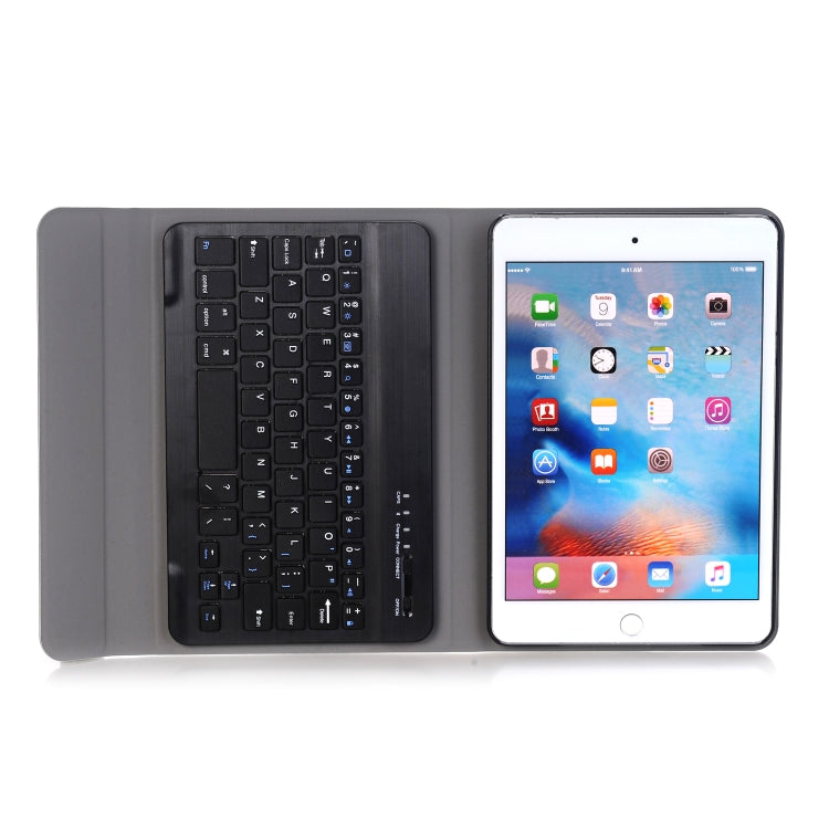 حافظة تابلت جلدية مع لوحة مفاتيح بلوتوث ABS قابلة للفصل فائقة النحافة Bluetooth 3.0 لجهاز iPad mini 5، مع حامل، ل mini 5