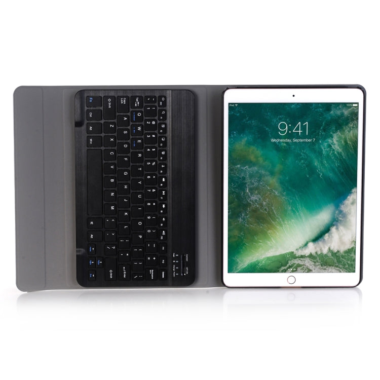 حافظة تابلت جلدية مع لوحة مفاتيح بلوتوث ABS قابلة للفصل فائقة النحافة Bluetooth 3.0 لجهاز iPad Air / Pro 10.5 بوصة (2019)، مع حامل A09