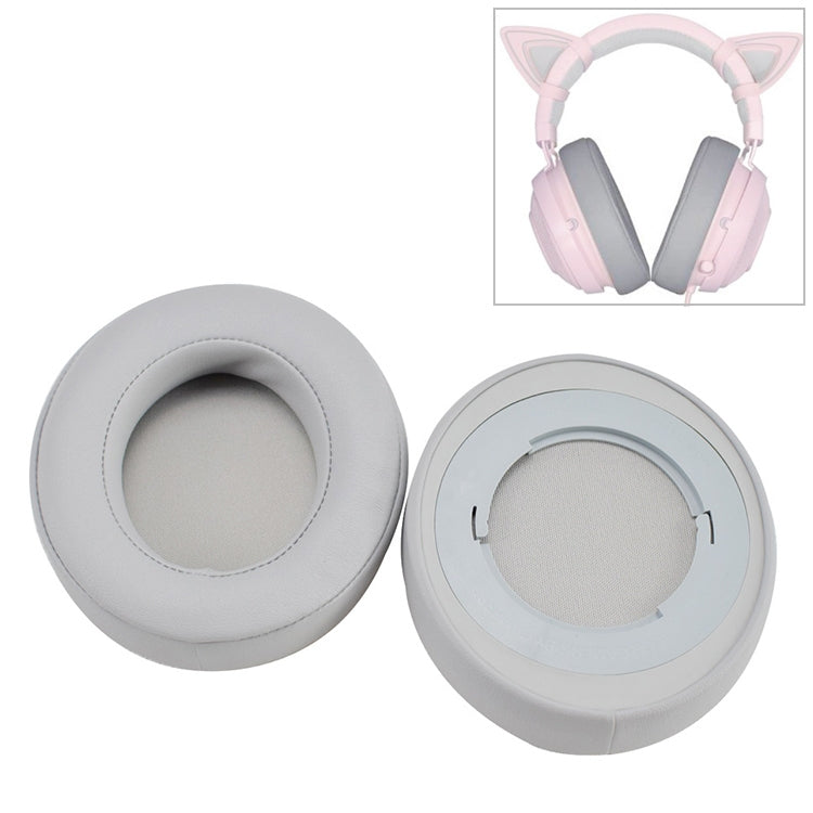 قطعتان غطاء إسفنجي شبكي رمادي لحشوة سماعة Razer Kraken 7.1 V2، بديل وسادات الأذن، لرازر Kraken 7.1 V2 (رمادي)