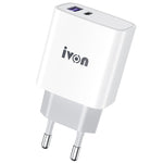 IVON AD52 18 واط USB-C / Type-C + USB منفذ مزدوج شاحن سريع PD