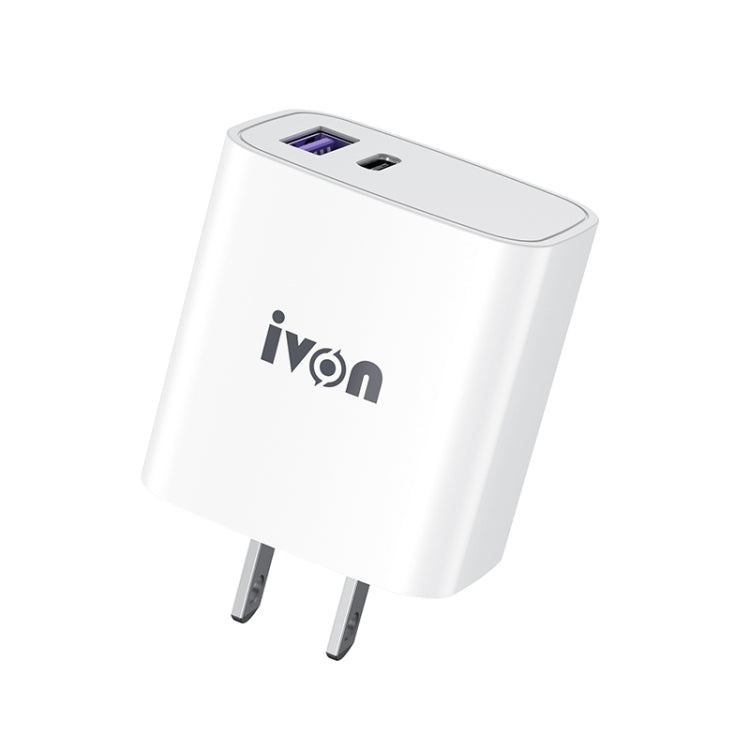 IVON AD52 18 واط USB-C / Type-C + USB منفذ مزدوج شاحن سريع PD