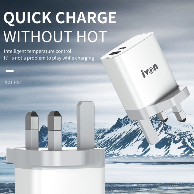 IVON AD52 18 واط USB-C / Type-C + USB منفذ مزدوج شاحن سريع PD