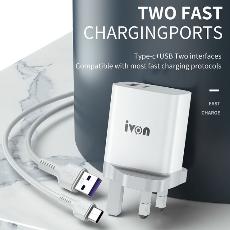 IVON AD52 18 واط USB-C / Type-C + USB منفذ مزدوج شاحن سريع PD