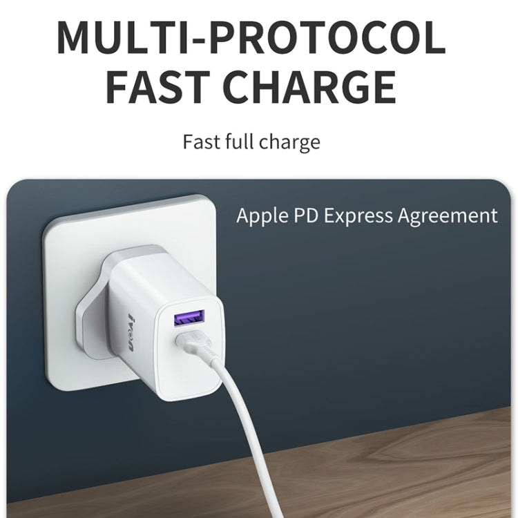 IVON AD52 18 واط USB-C / Type-C + USB منفذ مزدوج شاحن سريع PD