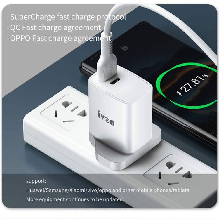 IVON AD52 18 واط USB-C / Type-C + USB منفذ مزدوج شاحن سريع PD