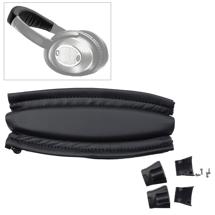 10 قطع لغطاء جلدي لشريط رأس سماعات Bose QC2 / QC15 مع أجزاء بلاستيكية وبراغي