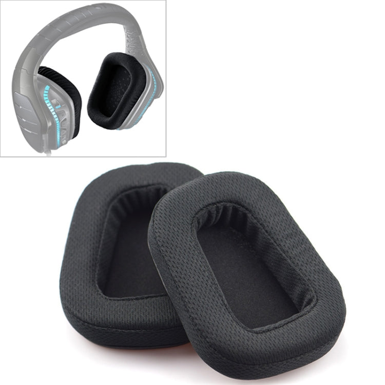 2 قطع لغلاف وسادة سماعة Logitech G633 G933 مع شبكة (جلد)، شبكة سوداء، جلد أسود