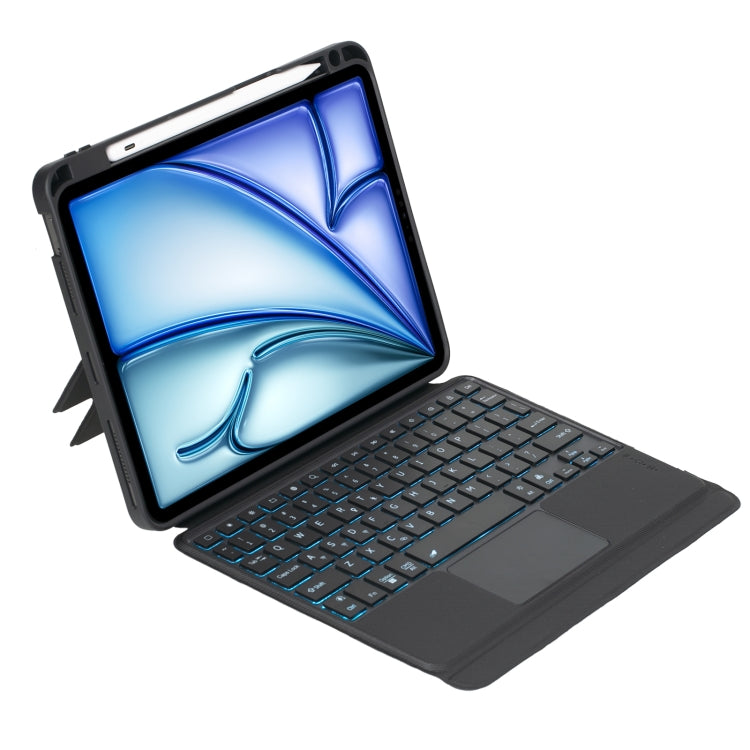 غطاء لوحة مفاتيح بلوتوث مضيء قابل للفصل والدوران T11B-AS لجهاز iPad Air 11 2024 / Air 5 / Air 4 10.9 / Pro 11 2022 2021 2020 2018، لجهاز iPad Air 11 2025 / Air 11 2024 / Air 5 / Air 4 10.9 / Pro 11 2022 2021 2020 2018