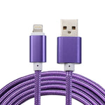 كابل بيانات / شحن بطول 2 متر برأس معدني منسوج بنمط 84 نواة 8 دبابيس إلى USB 2.0