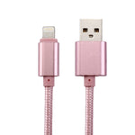 كابل بيانات / شحن بطول 2 متر برأس معدني منسوج بنمط 84 نواة 8 دبابيس إلى USB 2.0