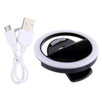 ضوء تجميل سيلفي قابل للشحن لهواتف iPhone وGalaxy وHuawei وXiaomi وLG وHTC وغيرها مع مشبك قابل للتعديل وكابل USB