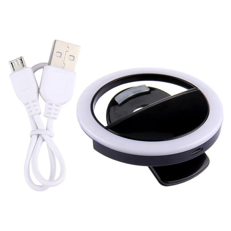 ضوء تجميل سيلفي قابل للشحن لهواتف iPhone وGalaxy وHuawei وXiaomi وLG وHTC وغيرها مع مشبك قابل للتعديل وكابل USB