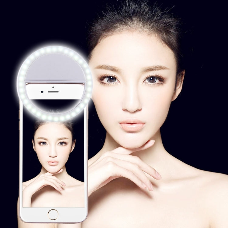 ضوء تجميل سيلفي قابل للشحن لهواتف iPhone وGalaxy وHuawei وXiaomi وLG وHTC وغيرها مع مشبك قابل للتعديل وكابل USB
