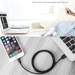 كابل بيانات / شاحن 3 أمتار برأس معدني منسوج 3A 8 دبابيس إلى USB، 3 أمتار 8 دبابيس