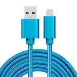 كابل بيانات / شاحن 3 أمتار برأس معدني منسوج 3A 8 دبابيس إلى USB، 3 أمتار 8 دبابيس