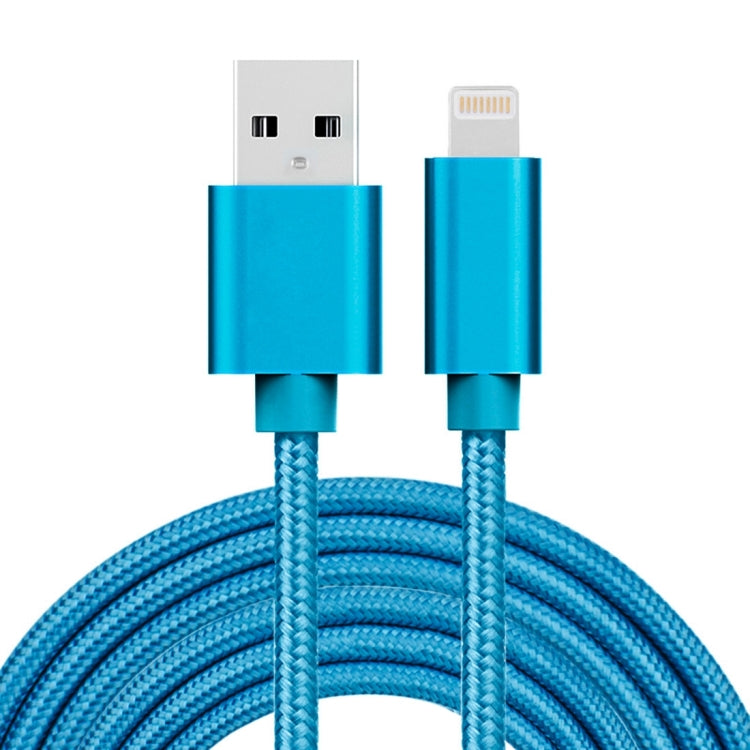 كابل بيانات / شاحن 3 أمتار برأس معدني منسوج 3A 8 دبابيس إلى USB، 3 أمتار 8 دبابيس