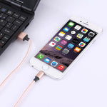 كابل بيانات / شحن بطول 1 متر برأس معدني منسوج 58 نواة 8 بن إلى USB 2.0