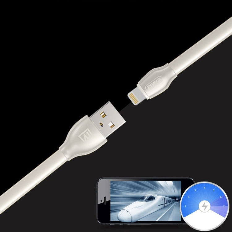 كابل شحن ومزامنة بيانات REMAX RC-035i سلسلة الليزر 1 متر 2.1A 8 دبابيس إلى USB مع مؤشر LED، أبيض