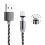 كابل شحن مغناطيسي دوار 360 درجة من 8 بن إلى USB 2.0 بنمط نسج مع مؤشر LED، طول الكابل: 1 متر