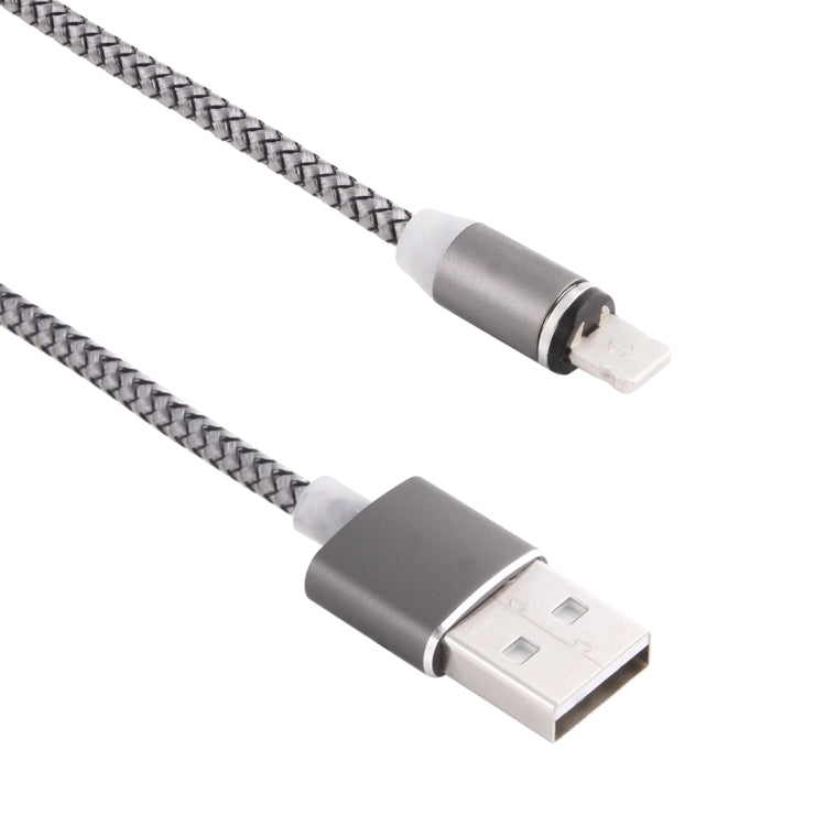 كابل شحن مغناطيسي دوار 360 درجة من 8 بن إلى USB 2.0 بنمط نسج مع مؤشر LED، طول الكابل: 1 متر