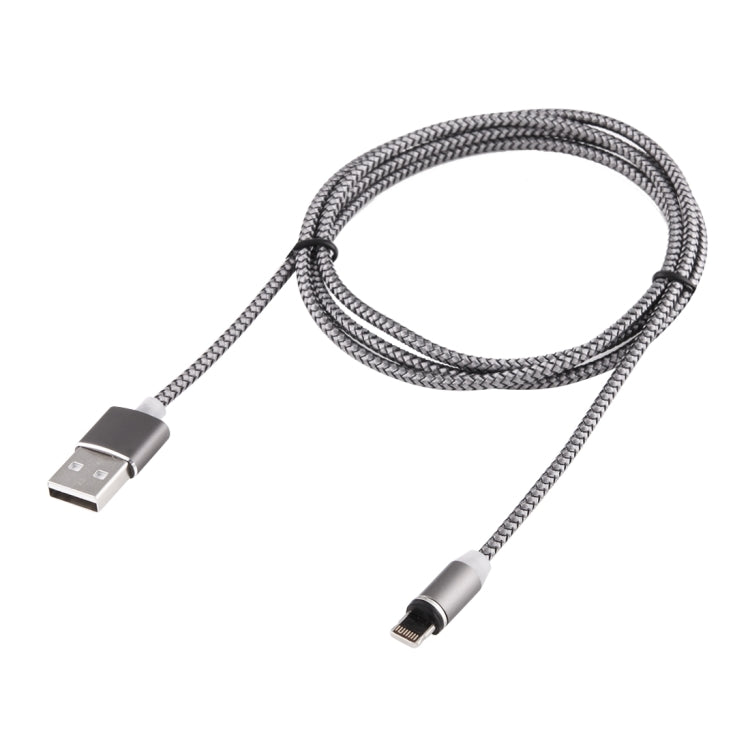 كابل شحن مغناطيسي دوار 360 درجة من 8 بن إلى USB 2.0 بنمط نسج مع مؤشر LED، طول الكابل: 1 متر
